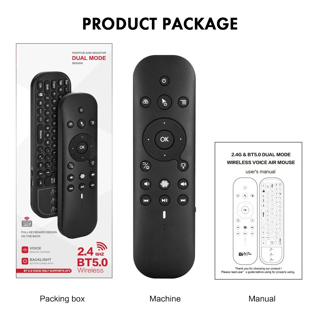 Bluetooth 2.4G Remote Keyboard for TV
