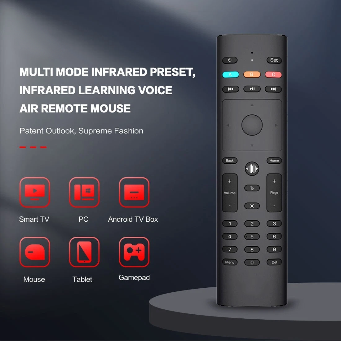 2.4GHz Remote Control with Air Mouse, Voice and IR