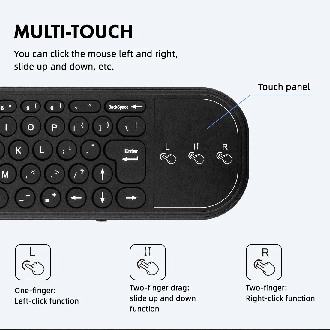 Bluetooth 2.4G Remote Keyboard with black color
