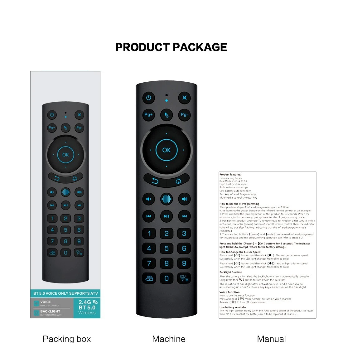 Bluetooth Dual Mode Universal Remote Control with numerical buttons